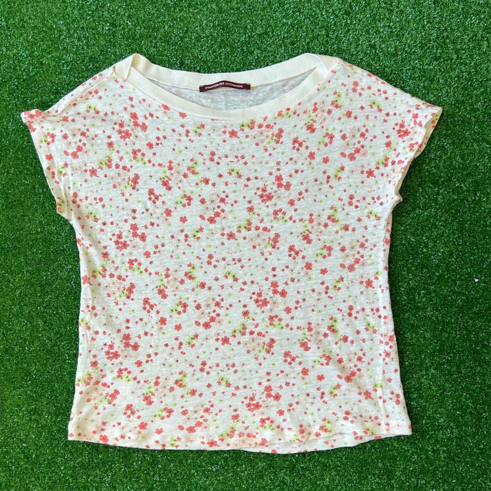 Comptoir Des Cotonniers Floral Print Linen Tee Shirt - Picture 3 of 4